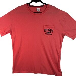 Key West Florida T-Shirt Mens XL Coral Orange  Pocket Graphic Cotton